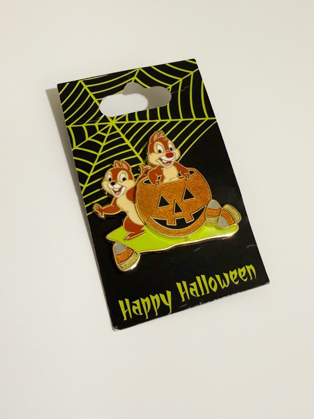 Disney Chip 'n' Dale Halloween Jack-O'-Lantern Pin - Orange & Green 2006